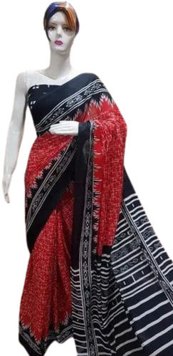 Digital Printed Cotton Saree - Color: Multicolor