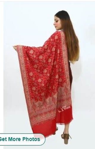 Ladies Woolen Printed Shawl - Various Sizes Available, Elegant Red Design, Easy to Wash, Fade Resistant, Ideal for Gifting