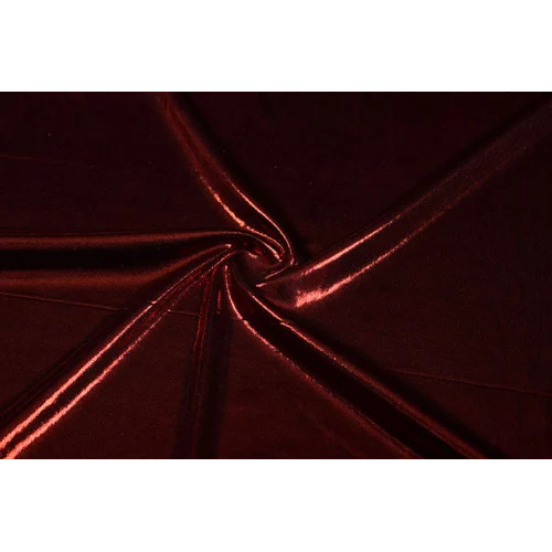 Maroon Foil Printed Stretch Knit Fabric