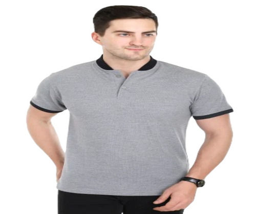 Men Grey Collar T Shirt