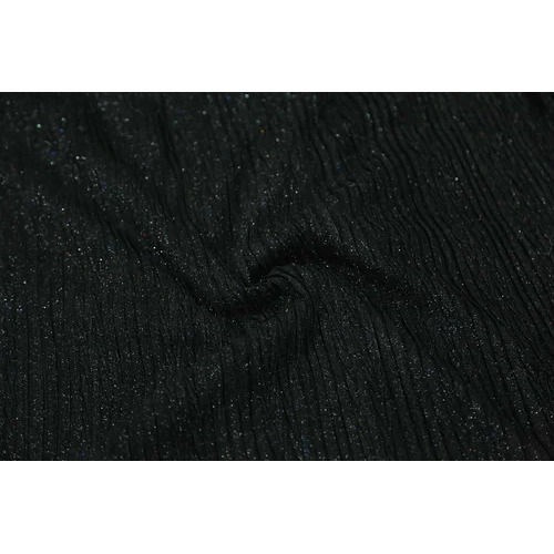 Precuts Black Pleated Glitter Knit Fabric