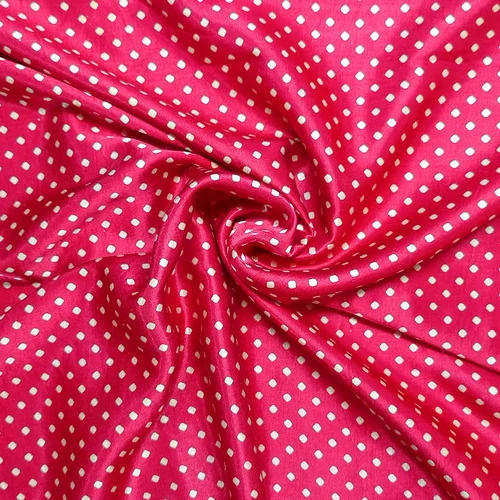 Rani Pink & White Polka Dot Printed Mashru Silk Fabric