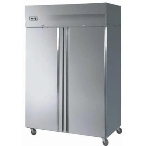 SS Double Door Commercial Refrigerator - Polished SS 304 Stainless Steel, 220V Voltage, Rust Proof | Electrical Power Source, Silver Finish