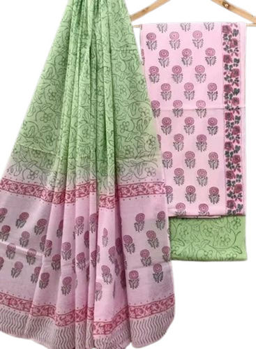 Cotton Unstitched Salwar Suit Set - Light Weight & Breathable | 100% Purity, Printed Multicolor, 2.5m Kurta, 2.5m Salwar, 2.5m Dupatta, Suitable for Summer & Winter