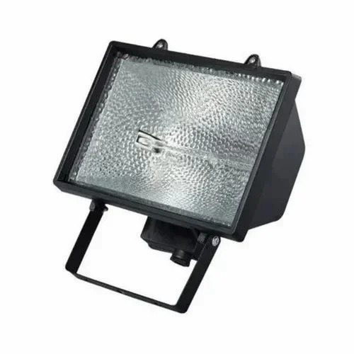 150W Halogen Flood Light - IP55 Rated, Warm White Light, Metal Black Housing, Ideal for Outdoor Use