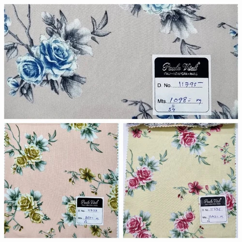 Floral Print Rayon Fabric - 54 Inch Width, Multicolor & Lightweight | Soft Silky Feel, Durable & Machine Washable, Ideal for Dresses and Skirts