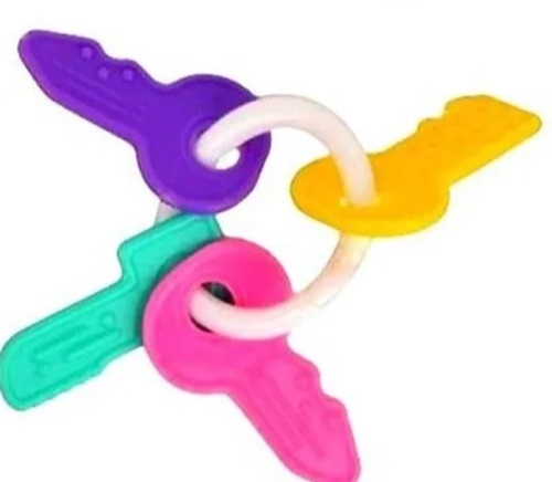 Baby Key Teether - Multi-Color Silicone Keys, Perfect Teether and Feeder for 4+ Years