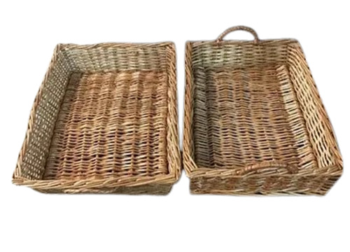 Cane Basket - Handmade Wooden Rectangular Design Brown Color with 12 mm Thickness