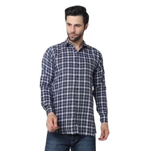 Check Cotton Shirt - Very Good Quality, Light Weight and Breathable | Regular Fit, Full Sleeves, Black Printed Pattern