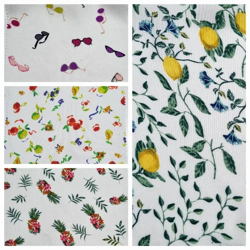 Fancy Leaf Printed Rayon Fabric - 54 Inch Width, Multicolor | Soft Silky Texture, Lightweight, Breathable, Easy to Cut and Sew, Machine Washable