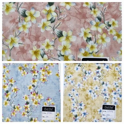 Floral Printed Rayon Fabric - 54 Inch Width, Multicolor Floral Print, Lightweight and Breathable, Shrink Resistant, Machine Washable