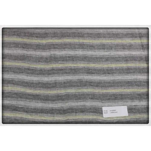 Grey Striped Linen Fabric