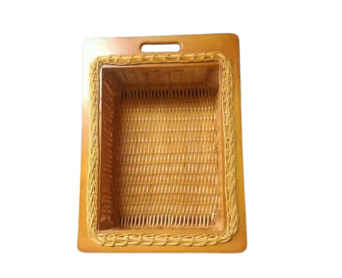 Wooden Kitchen Wicker Basket - 450mm & 600mm Width X 20" Depth X 8" Height, Customized Shape, Plain & Polished Brown Finish