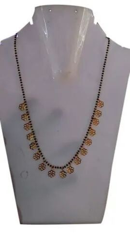 Ladies Artificial Mangalsutra - Black Beaded Chain, Gold-Plated Finish, Lightweight Build, Intricate Detailing | Perfect for Anniversary and Engagement