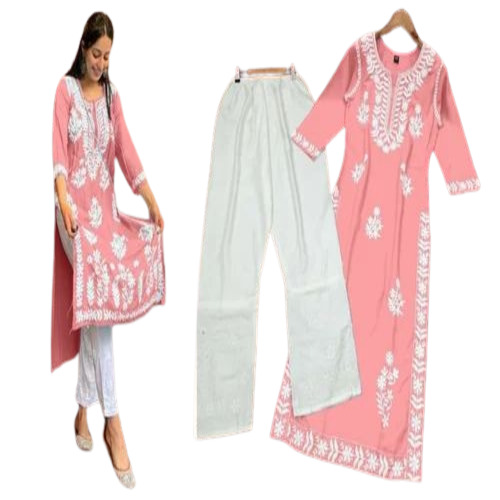 Ladies Rayon Kurti - Premium Quality, Multicolor A-Line Pattern, Full Sleeve Regular Fit | Quick Dry Cotton, Trendy Design with Lace Decoration