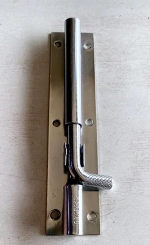 MS Tower Bolt - Stainless Steel, 4 Inch Size, 10 mm Rod Thickness - Durable Silver Finish for Secure Door Fitting