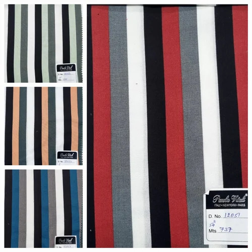 Multicolor Striped Rayon Fabric - 54 Inch Width | Soft, Silky, Breathable, Fade-Resistant, Ideal for Garments and Crafts
