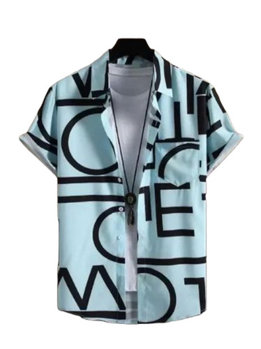 Party Wear Printed Shirt - Light Weight Lycra Regular Fit Breathable Blue Print Design for Summer | 100% Washable Very Good Quality Short Sleeves Customized Chest Size