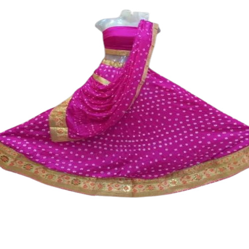 Premium Silk Semi-Stitched Print Lehenga - Pink with Hand Work Embroidery | Trendy, Multicolor Jacquard Fabric, Customized Size, Party Wear