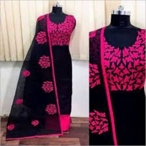 Printed Ladies Suit - Premium Quality Cotton, Customized Size, Multicolor Design | Semi-Stitched Patiala Salwar, Full Sleeves, Machine Wash Care, Top Length: 2 Meters, Dupatta Length: 2-2.5 Meters