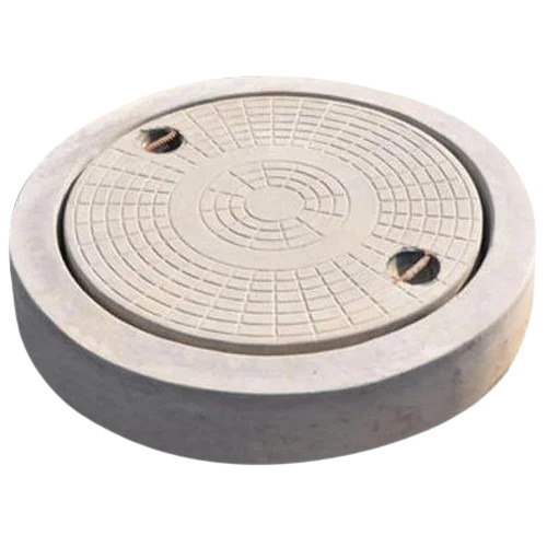 RCC Round Manhole Cover - Concrete Material, 50-100 mm Thickness, Grey Color, 2 Ton Load Bearing Capacity | Ideal for Drainage Applications