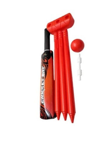 Senior Cricket Set - Plastic Material , Multi Color Design for Playing | Features Red Color, For Outdoor Sports Engagement