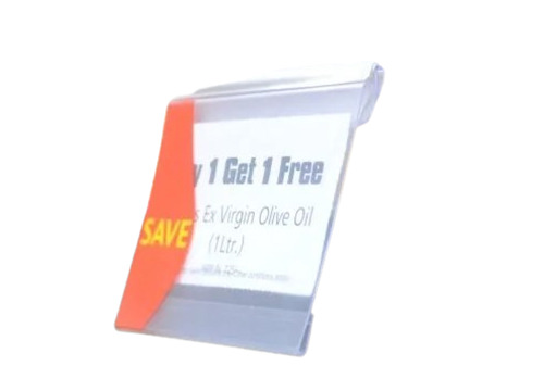 Shelf Talker - Acrylic, Square Shape, Transparent Color | Table Top Mount for Commercial Use