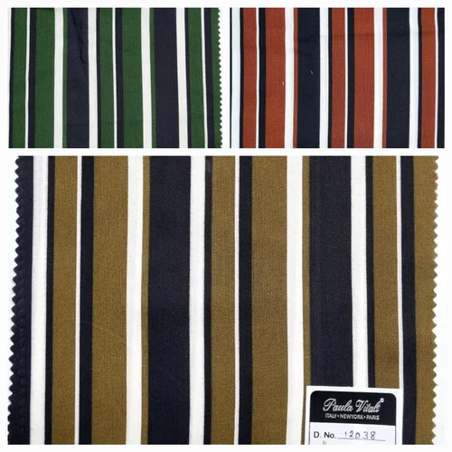 Striped Rayon Fabric - 54 Inch Width, Multicolor Printed Fabric | Lightweight, Breathable, Washable, Soft Texture, Versatile for Fashion and Decor