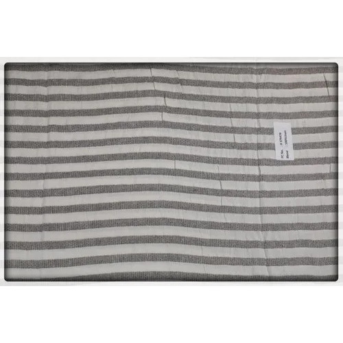 White And Grey Striped Linen Fabric