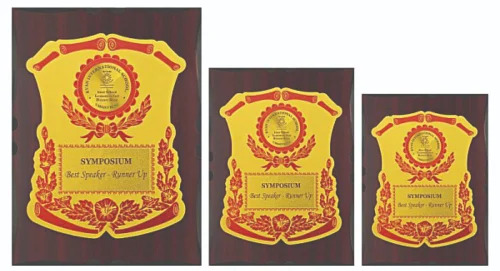 Wooden Memento Award - Rectangular Printed Design in Brown | Premium Office DÃ©cor Piece
