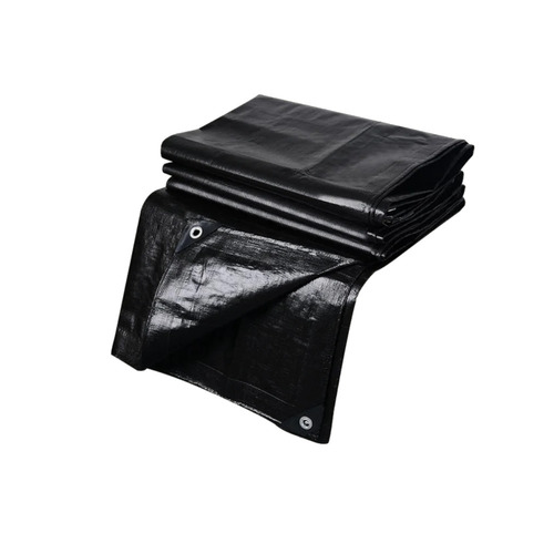 Agriculture HDPE Tarpaulin Sheet - LDPE Coated, 5 mm Thickness, 100 GSM Black | Woven Material, Standard Design, Plain Tent Style