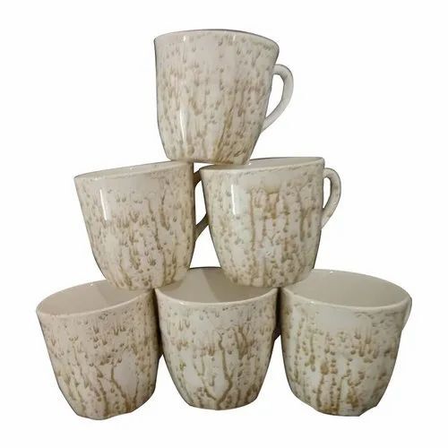 Ceramic Tea Cup Set - 75ml Glossy Finish | Elegant Design Heat-Resistant Microwave & Dishwasher Safe Multiple Colors & Patterns 6 Pieces