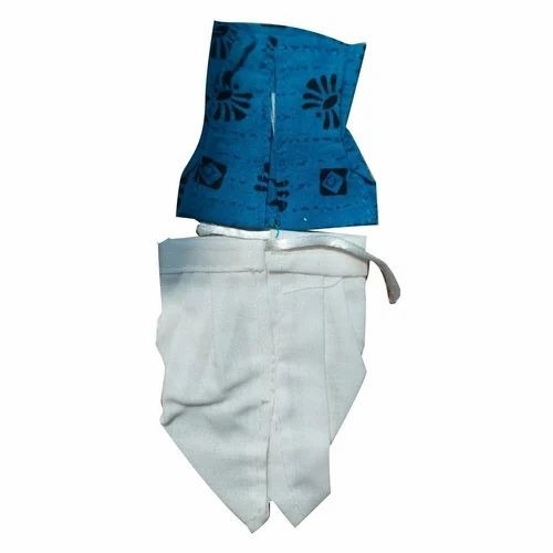 Dhoti Kurta Temple Set - Cotton Fabric, Size 0 to 6 | Blue and White Printed Design, Easy To Clean and Lightweight