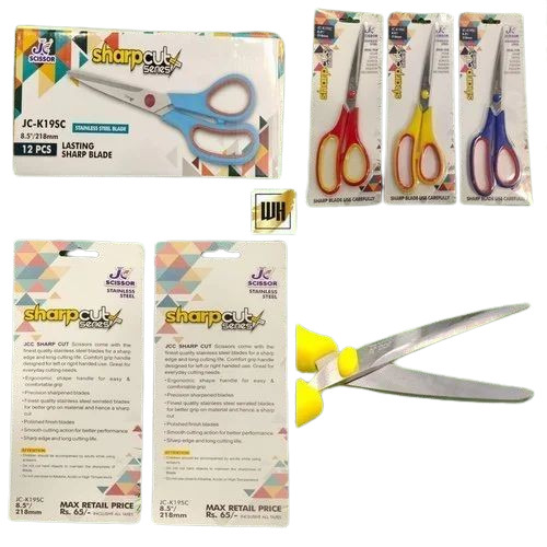 GS-18 Premium Quality Scissor - Stainless Steel, 7.5 Inch Size, Multicolor | Corrosion Proof, Bent Plastic Handle, Left Handed Design
