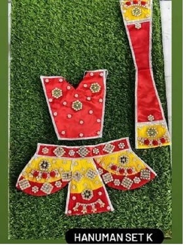 Hanuman Ji Dresses - Cotton, Medium Size, Red Color, Glossy Finish, 5 Pieces | Handmade, Eco-Friendly, Washable, Religious Theme