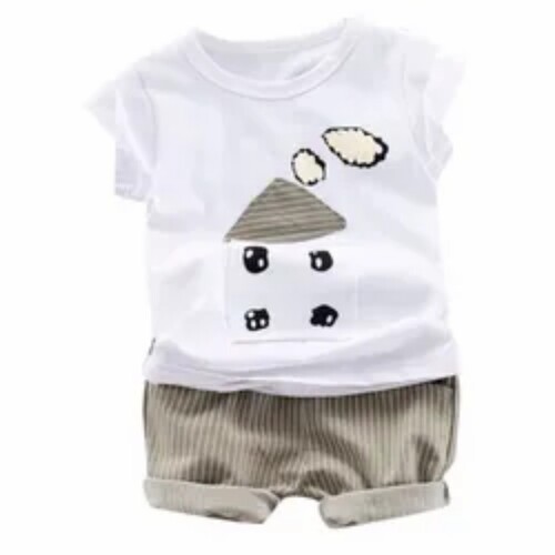 Imported Cotton Casual and Party Wear Half Pant and T-Shirt Set - Classic Collar, Printed Pattern, Anti-Wrinkle and Breathable | Ideal for Boys Ages 0-3 Years, Custom Size Available