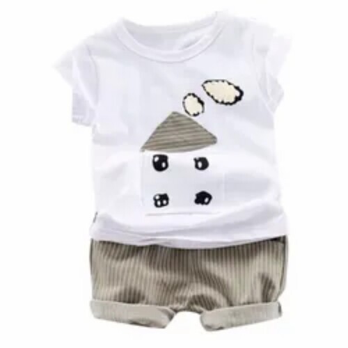 Imported Kids Half Pant And T Shirt Set - Color: White