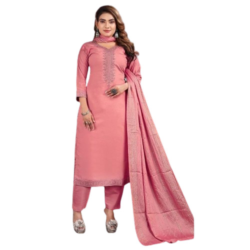 Ladies Fancy Cotton Kurti - 100% Pure Cotton, Light Weight and Breathable, Summer and Winter Wear, Embroidered Pink Design, Available in S, M, L, XL, 3-4th Sleeve Style