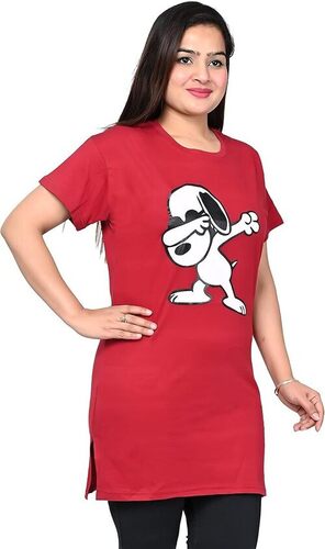 Ladies Long T Shirts - Cotton, Sizes S-XXL | Extended Length, Soft and Breathable Fabric, Versatile Casual or Layered Looks, Variety of Colors and Prints