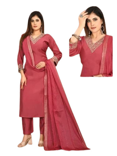 Ladies Plain Kurti - Cotton, Size M/L/S/XL, Dark Pink | Light Weight, Washable, Breathable, 3-4th Sleeve, Modern Casual Style