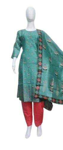 Ladies Printed Kurti - 100% Silk, Sizes M, L, S, XL, Blue | Lightweight, Breathable, 3-4th Sleeve, Modern Casual Style