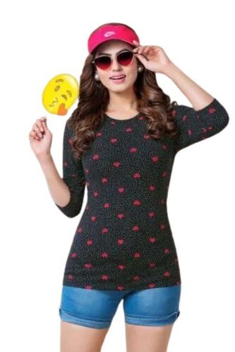 Ladies Slim Fit Lightweight Soft Cotton Crew Neck T-Shirt - Premium Quality , Good Condition , Solid Color