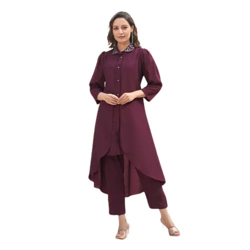 Elegant Cotton Silk Kurti Pant Set - Size M, S, L, XL, XS | Trendy Long and Short Sleeve Options, Fashionable Colors, Breathable Fabric, Flattering Cuts for All Occasions
