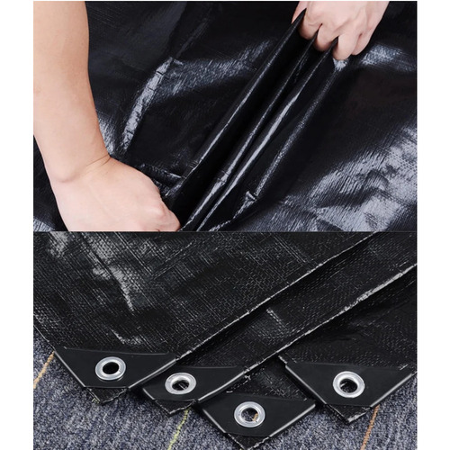 Barsaat Waterproof Black LDPE Coated Tarpaulin - 3 mm Thick, 90 GSM | Woven Plain Design for Water Protection and Camp Tent Usage