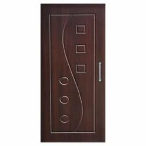 Wooden Membrane Door - 96 Inch Height, Premium Pinewood Material, Brown Finish | Modern Entry Door with Left Lock Handle Position, Customized Swing Open Style