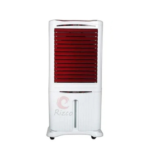 Tower Air Cooler - 100 Liter, Height 48 Inch, White and Red Plastic | Manual Cleaning, Honeycomb Pads, 50ft Air Throw