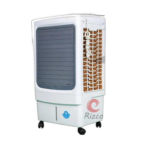 Rizco Desert Air Cooler - 65 Litre Plastic Body, White and Gray Color | Manual Cleaning Method, 40ft Air Throw Coverage, Single Phase Electricity