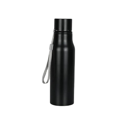 Customized Water Bottle - Stainless Steel, Round Shape, Black Color | Screw Cap for Secure Sealing, Perfect for Drinking and Gifting