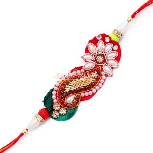 Designer Beaded Rakhi Thread - Microfiber Material, Different Colors | Handcrafted Beauty, Durable Thread, Stylish Appeal, Artistic Patterns, Eco-Friendly, Water Resistant, Comfortable Fit