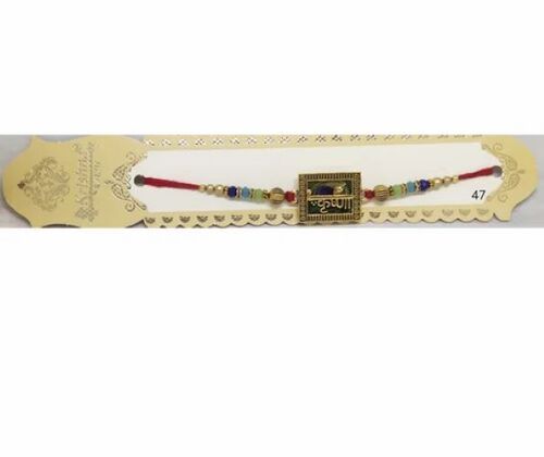 Designer Handmade Rakhi - Premium Material, Multi Color, Elegant Design | Moisture Proof, Eco-Friendly, Comfortable Fit, Intricate Work, Embellished Stones, Durable Thread